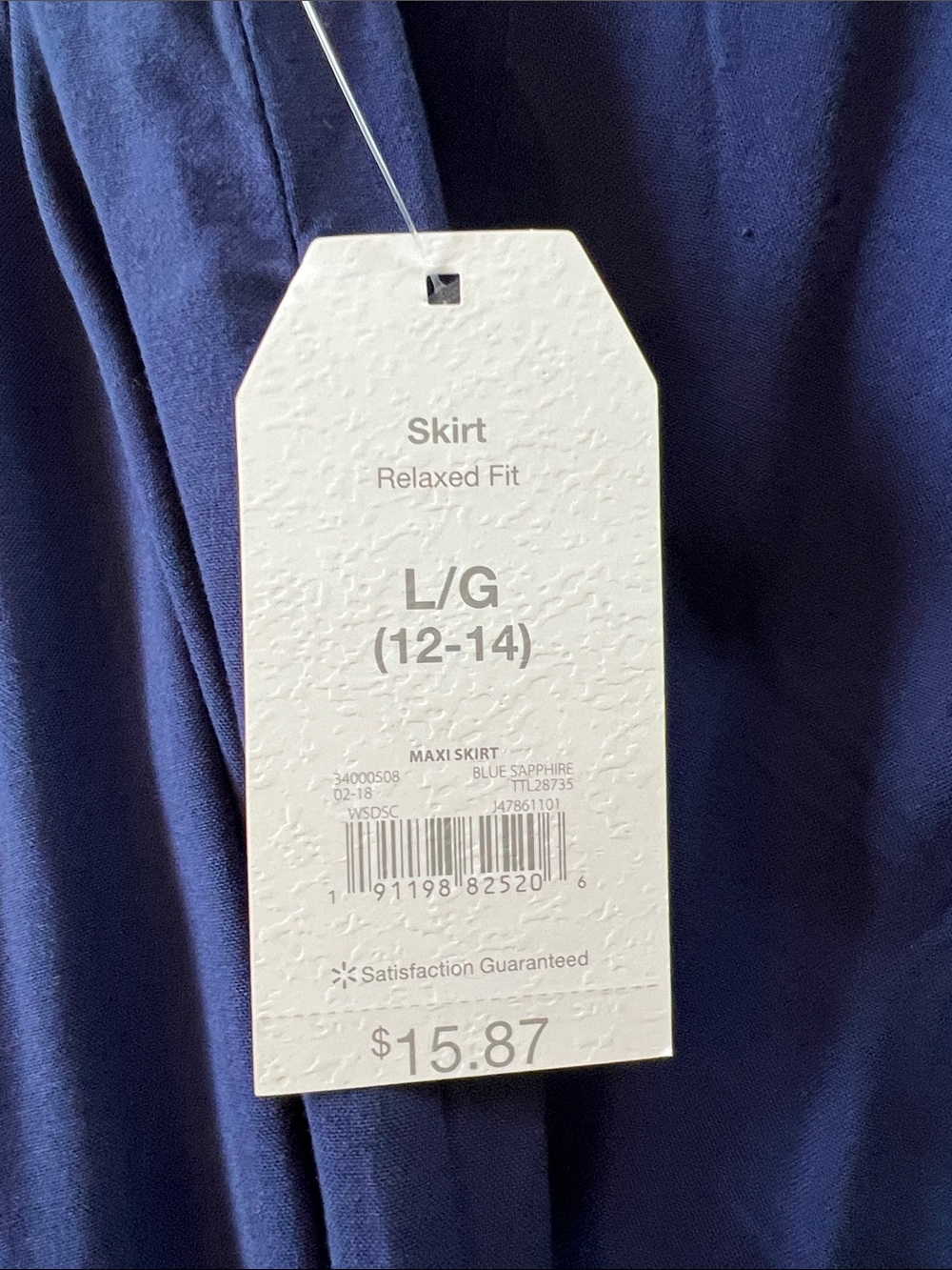 Time and Tru Navy Maxi Skirt with White and Blue Floral Embroidered Hem - Picture 2 of 14